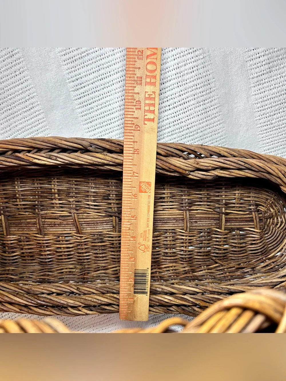 Rectangular Twig and Wicker Gathering Basket Large 21”x8”X12” Brown Vintage